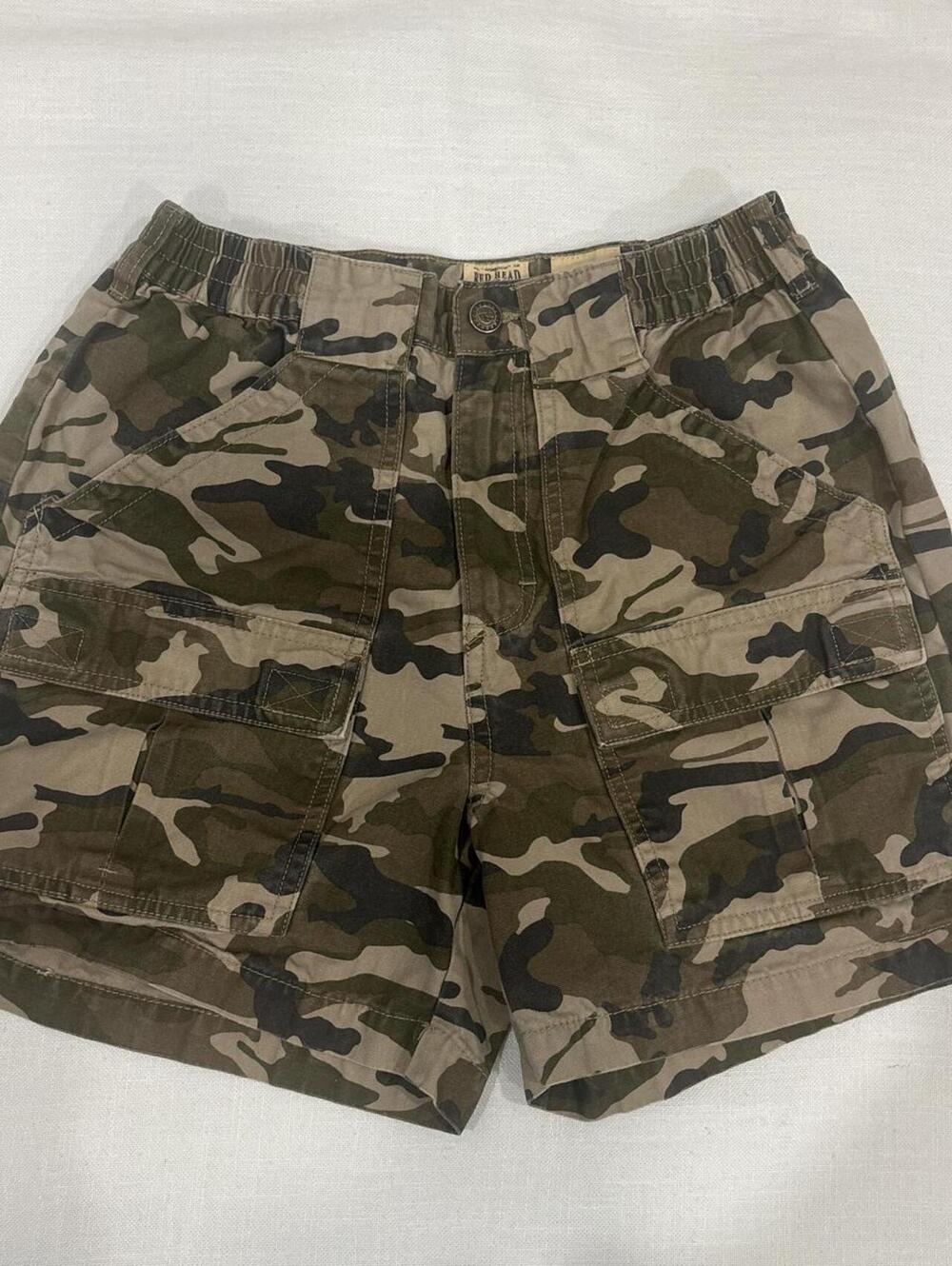 camo cargo shorts with elastic waistband
